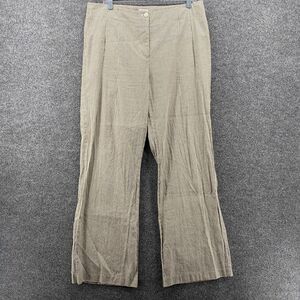 Chicos Pants 2 Women L Gray Striped Linen Blend High Rise Straight Casual Resort